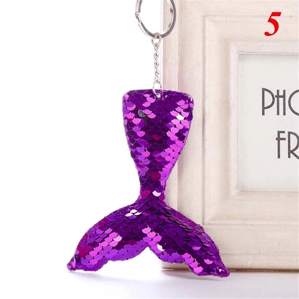 Pink Sequin Mermaid Tail Keychain/Purse Charm - Picture 1 of 2